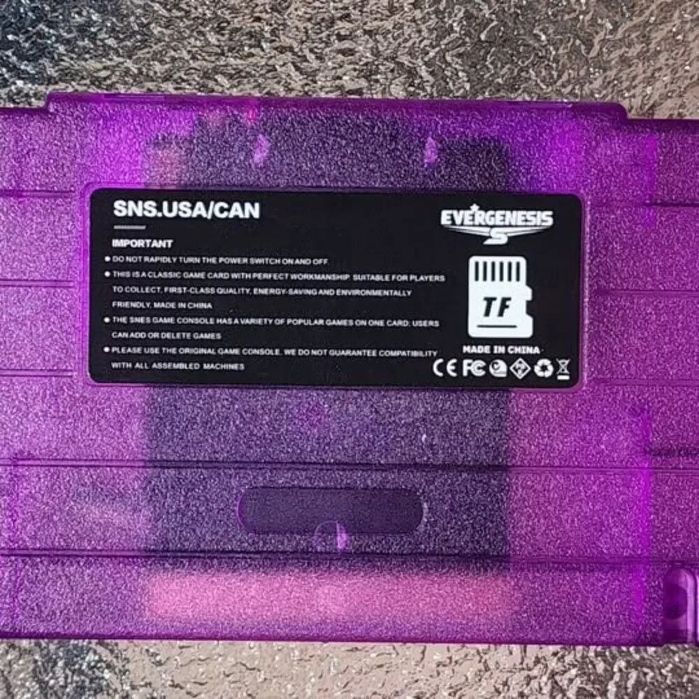 Super Nintendo 3000 in 1 Multi Video Game Cart SNES Retro Gaming Clear purple
